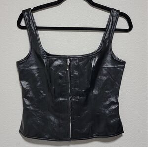 Alexa Chung Lambs leather Fitted Corset Tanktop Grunge Heritage Witchy